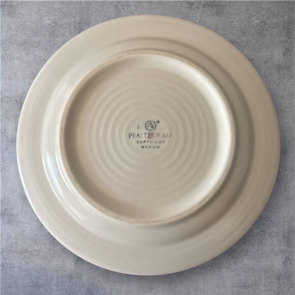 Pfaltzgraff Set 4 Key Largo 11" Stoneware Dinner Plates Cream Yellow Green Bands - Picture 4 of 6